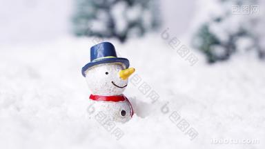 雪地上的雪人<strong>圣诞</strong>节慢动作视频